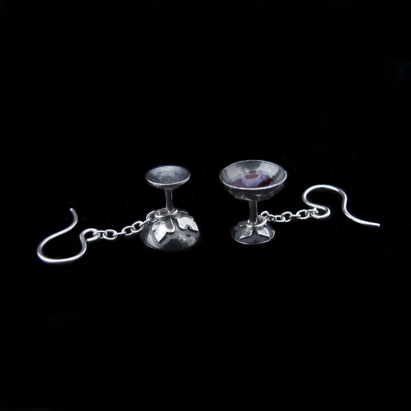 Charm of Dionysus - Silver Goblet Earrings