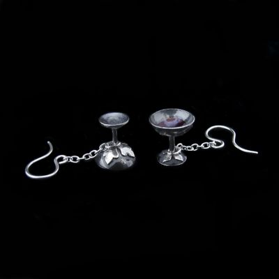 Charm of Dionysus - Silver Goblet Earrings