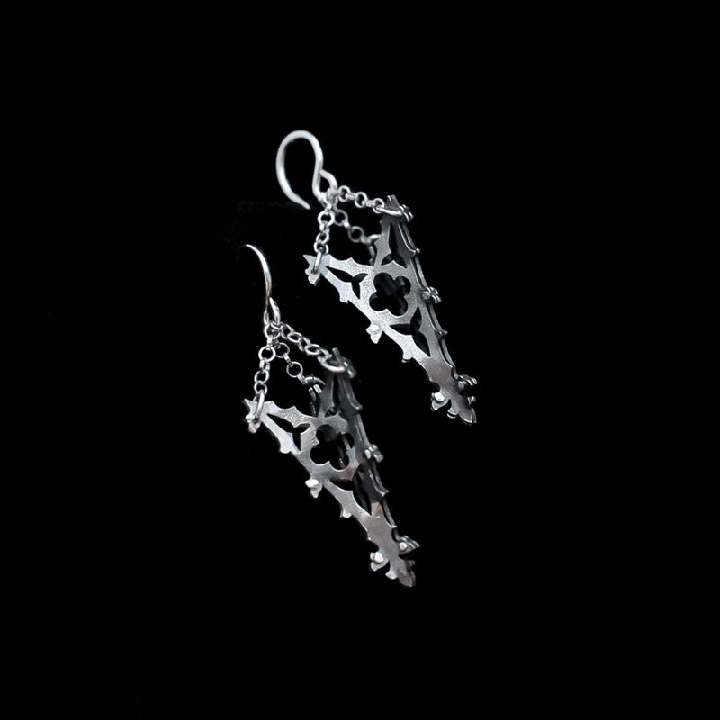Haunted Spire - Silver Earrings