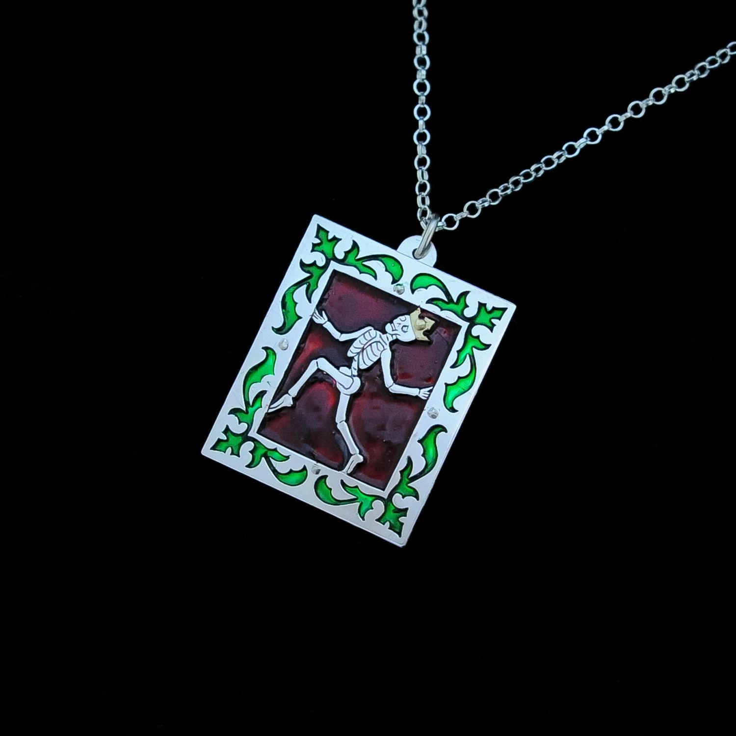 Danse Macabre - Silver &amp; Enamel Necklace