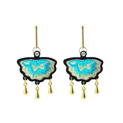Brinco Flor Bordado Preto