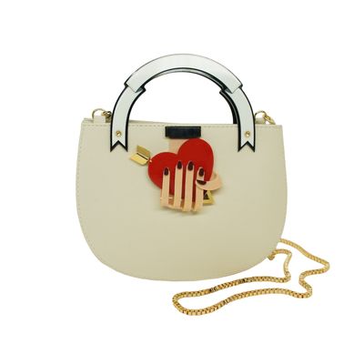 Bolsa Mão Coração Bege