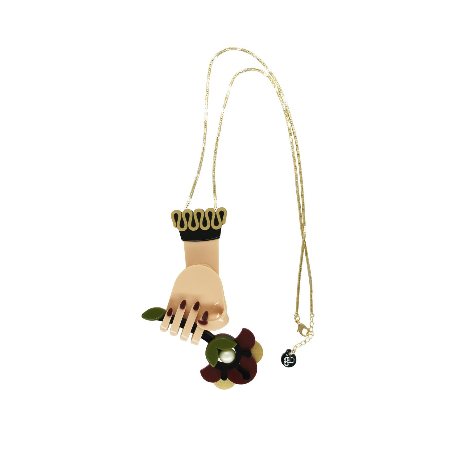 Pingente Hand Flower Vitoriano Necklace – Burgundy