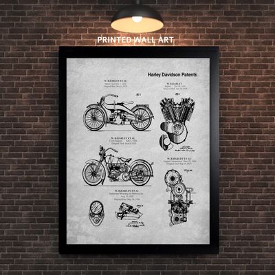 Printed Patent Motorcycle  Art - Free US Shipping - BUY 1 GET 1 FREE