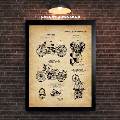 Printable Patent Motorcycle Art - BUY 1 GET 1 FREE