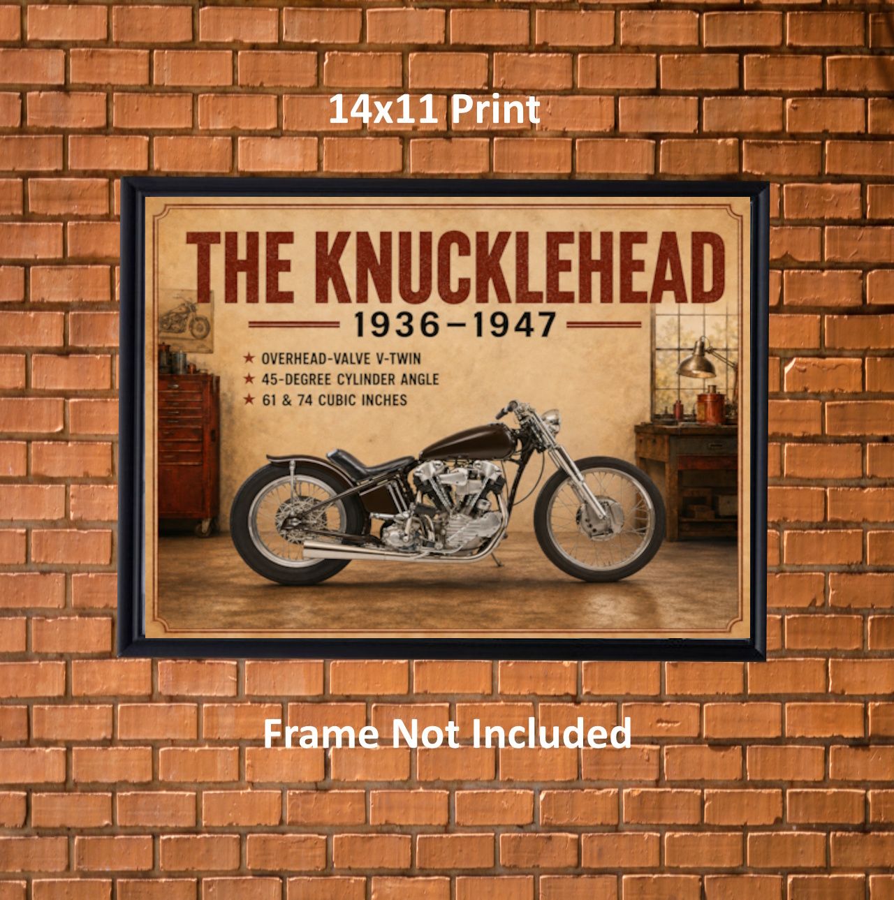 Harley-Davidson Knucklehead Motorcycle Wall Art | 1936–1947 Vintage Motorcycle Print | Motorcycles Through the Decades