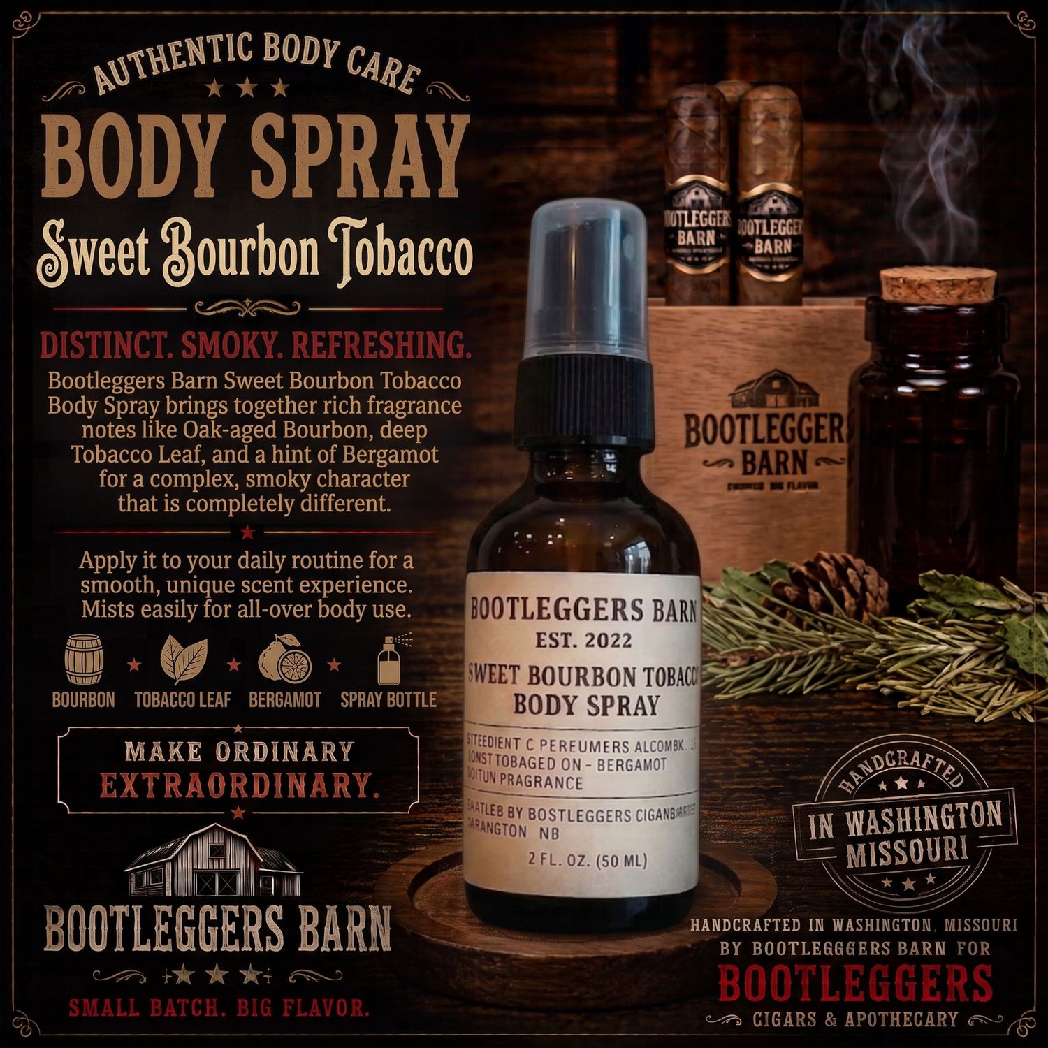 Body Spray Sweet Bourbon Tobacco