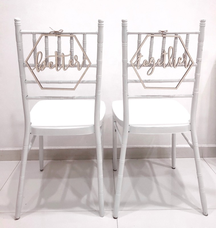 Tiffany Chairs with &quot;Better Together&quot; Signs