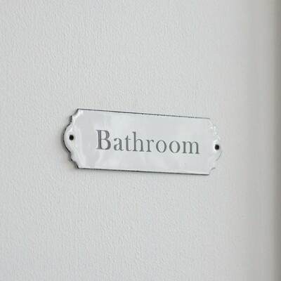 ENAMEL BATHROOM SIGN - WHITE