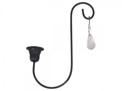 CLIP ON SCROLL CANDLE HOLDER WITH GLASS BEAD - ANTIQUE COAL