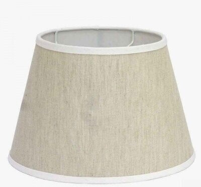 25cm OVAL LINEN SHADE WITH WHITE TRIM