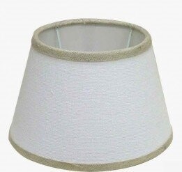 15CM OVAL LINEN SHADE WHITE WITH TAUPE TRIM