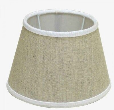15cm OVAL LINEN SHADE WITH WHITE TRIM