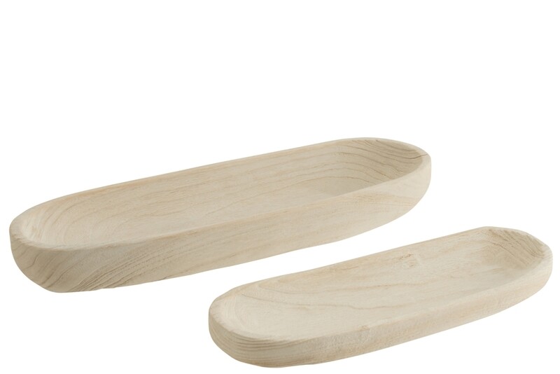 LONG WOODEN WHITE WASHED BOWL IN SMALL