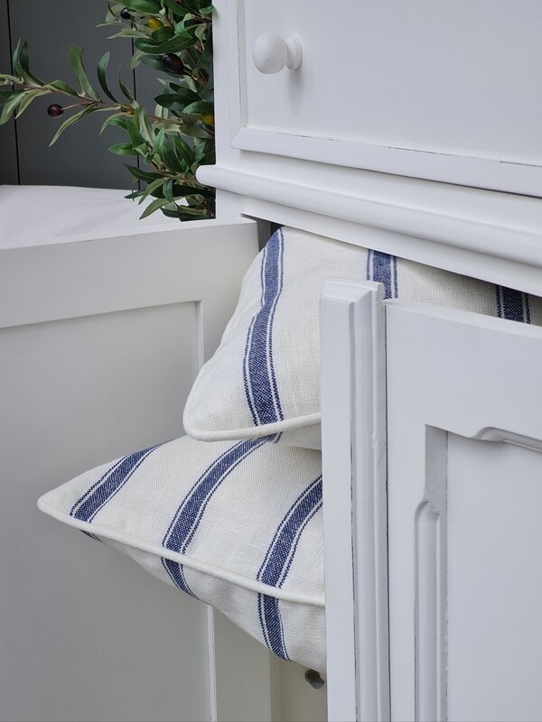 FRENCH NAVY STRIPE LINEN CUSHION - 36x36cm