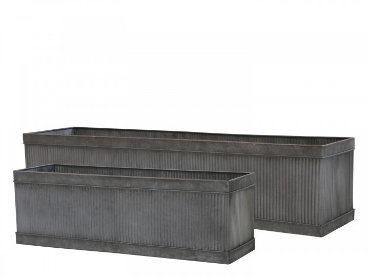 STRAFFAN ZINC RIBBED FLOWER POT LARGE