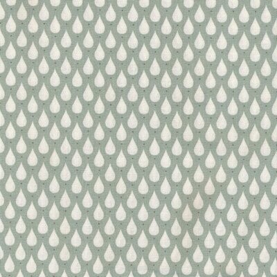 TEARDROPS OILCLOTH -NEUTRAL ON FOREST GREEN