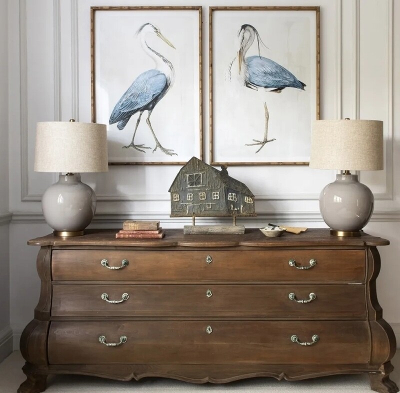 BLUE HERON BIRDS WALL ART - SET OF 2
