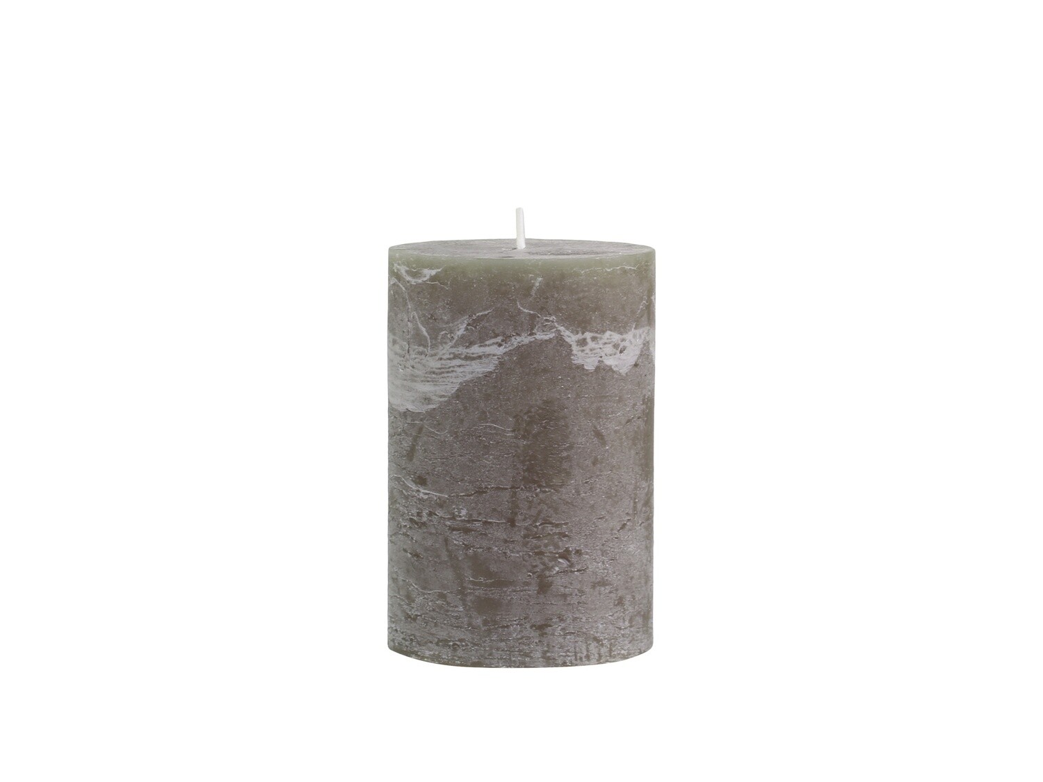 RUSTIC PILLAR CANDLE IN OLIVE 15 x 10cm