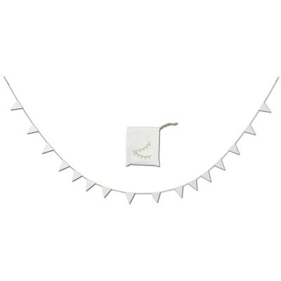 WHITE BUNTING ON JUTE STRING IN A COTTON BAG