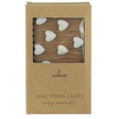 HEART LED LIGHTS ON A WIRE STRING - 40 LIGHTS
