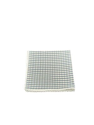 NORA DUSTY BLUE CHECK NAPKIN WITH LACE EDGE