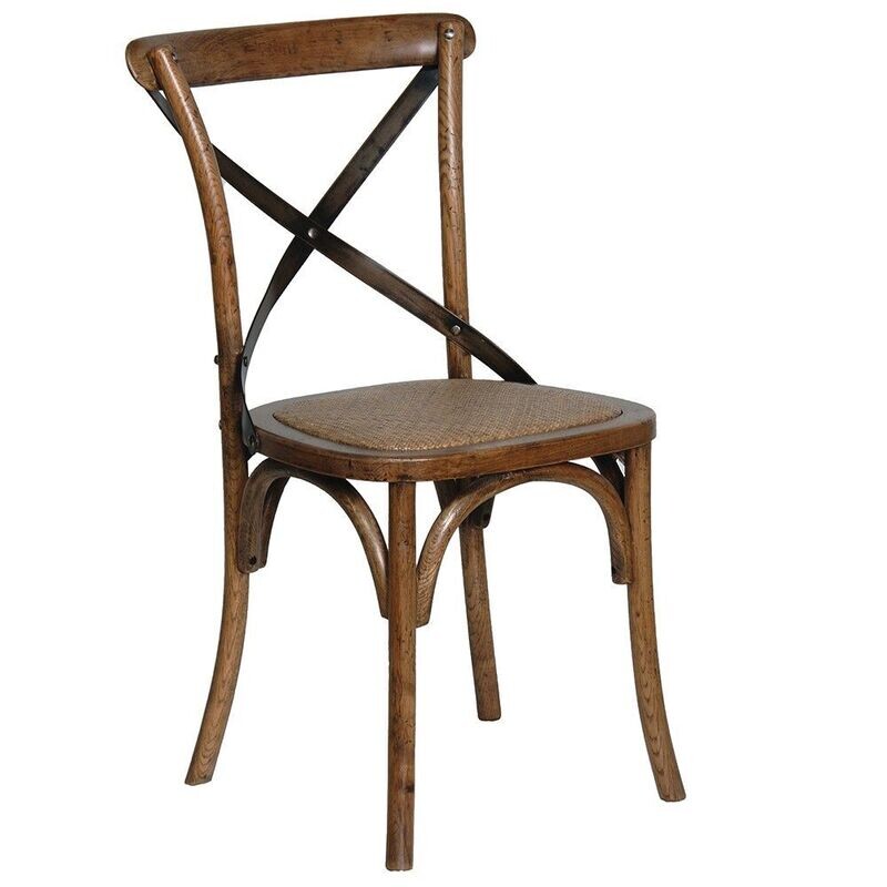 DARK ELM STEEL XBACK DINING CHAIR