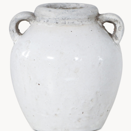 BARTON LARGE WHITE GLAZED POT WITH EARS