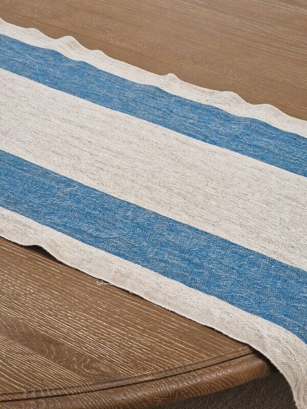AUVERGNE STRIPE STONE WASHED RUNNER IN SKY AUVERGNE STRIPE STONE WASHED RUNNER IN SKY