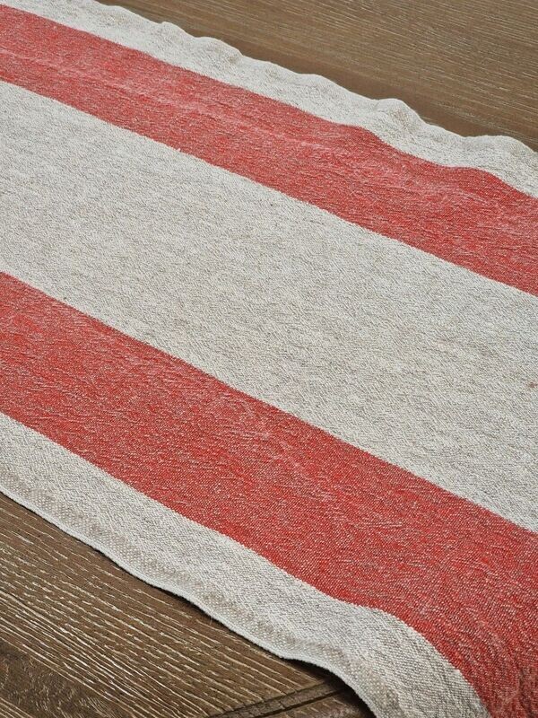 AUVERGNE STRIPE STONE WASHED RUNNER IN BARN RED AUVERGNE STRIPE STONE WASHED RUNNER IN BARN RED
