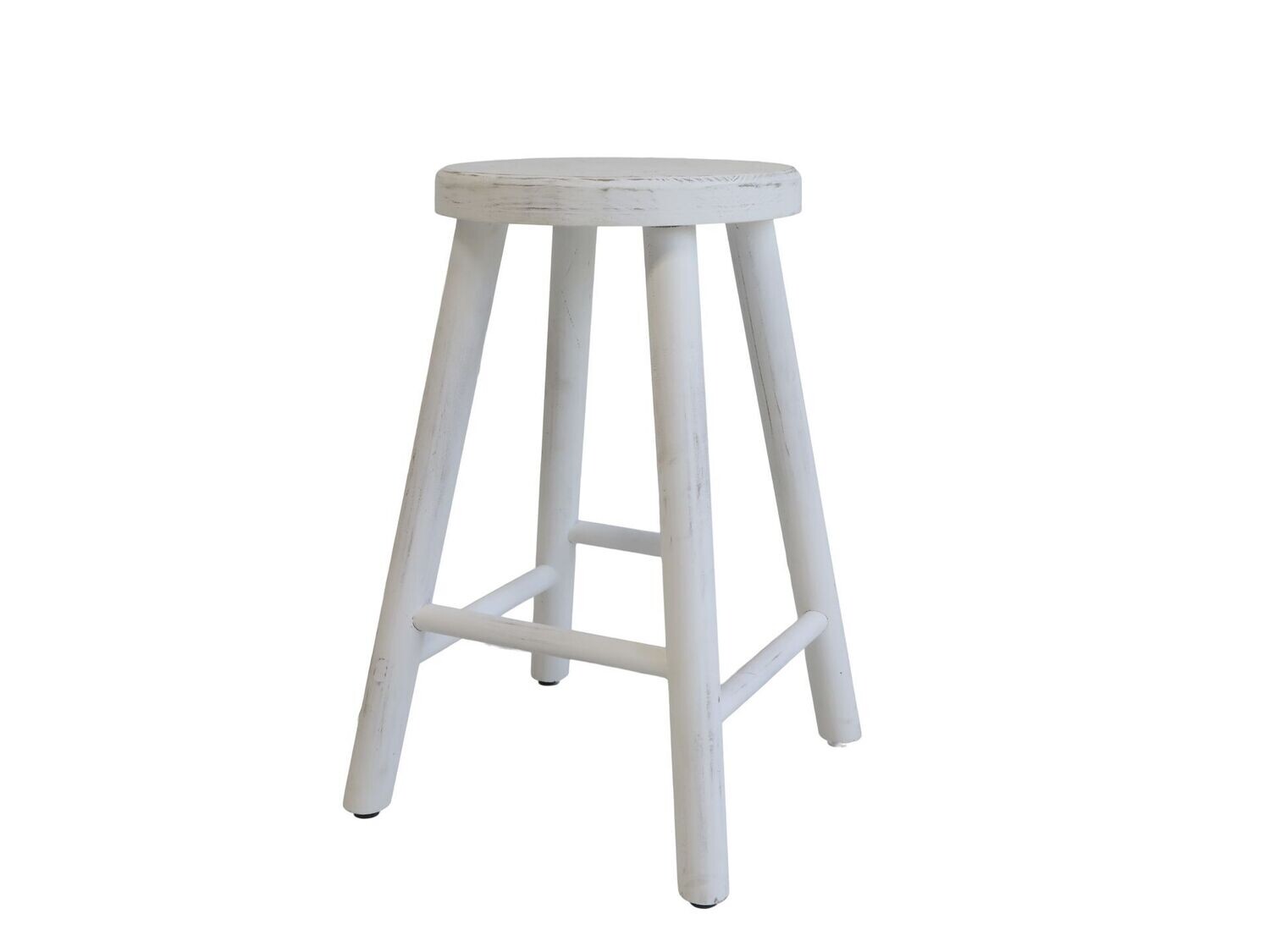 WHITE WOODEN COTTAGE STOOL