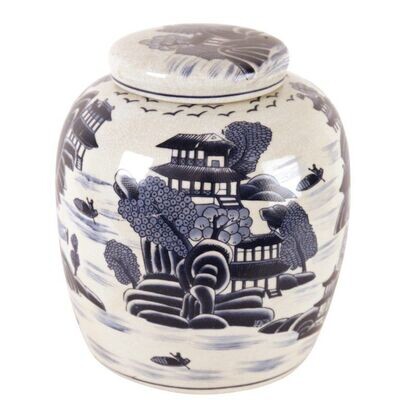 BLUE LIDDED GINGER JAR CHI CITIES