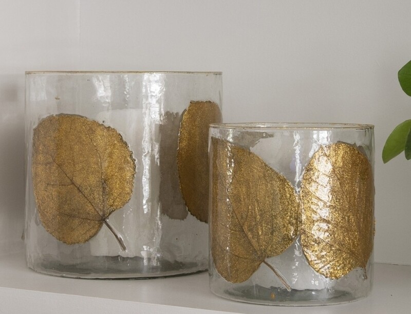 GOLD LEAF GLASS VOTIVE IN LARGE