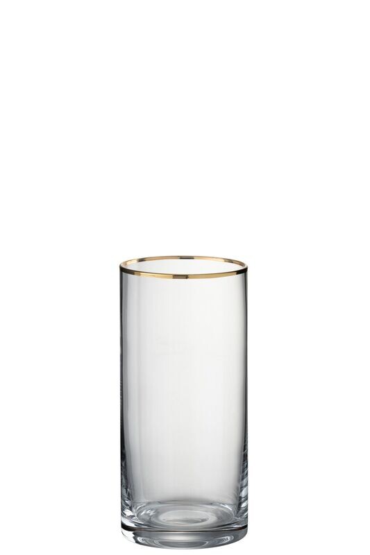 GOLD RIM HIGH BALL DRINKING GLASS