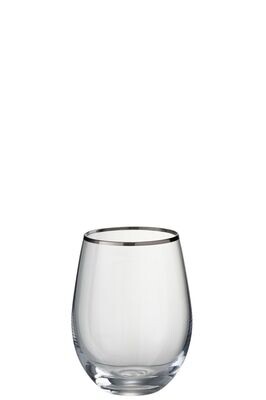 WATER GLASS WITH SILVER RIM
