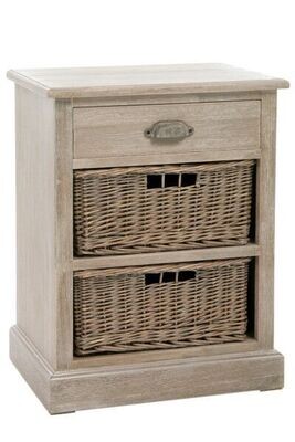 PORTICO SIDE TABLE WITH 1 DRAWER AND 2 BASKETS