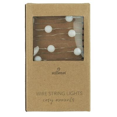 SNOWBALL LED LIGHTS ON A WIRE STRING - 40 LIGHTS