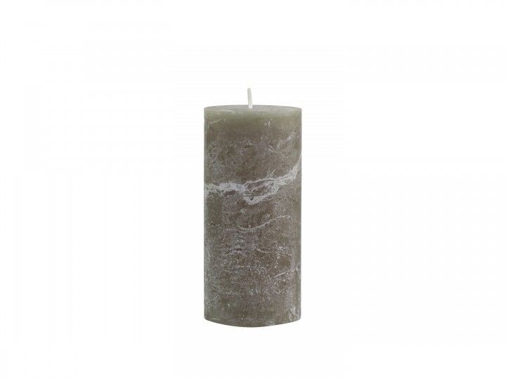 RUSTIC PILLAR CANDLE IN OLIVE 15x7cm