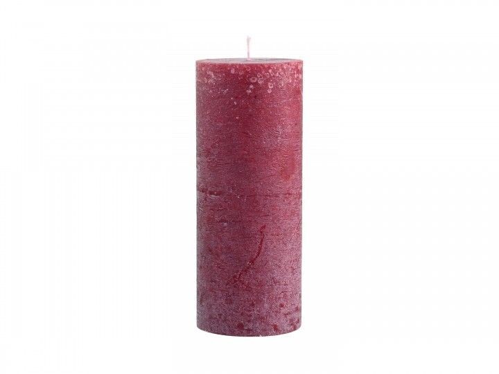 RUSTIC PILLAR CANDLE IN DARK RED 25x10cm