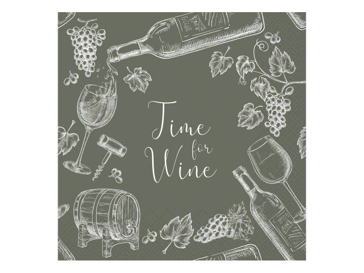 TIME FOR WINE GREEN DINNER NAPKINS PACK OF 20