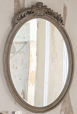 CREST TOP OVAL NATURAL MIRROR