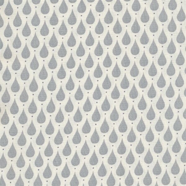 TEARDROPS OILCLOTH -DUSTY BLUE DROPS ON NEUTRAL