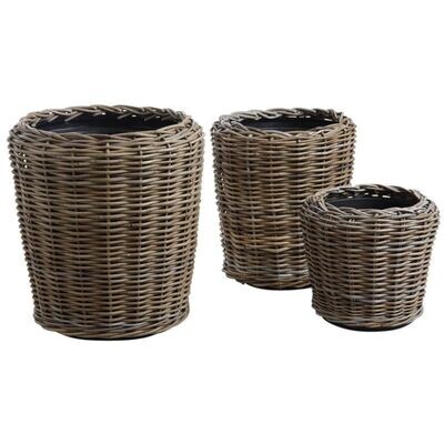 THE RIDGE POT - RATTAN OUTER WITH SEALED PLASTIC POT - SMALL H30 X D35cm