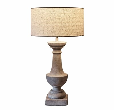 CASTELLE CEMENT LAMP BASE AND LINEN SHADE