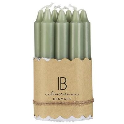 PACK OF 10 MINI TAPER CANDLE IN DUSTY GREEN