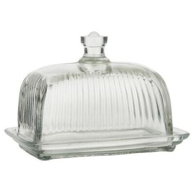 GROOVED LID BUTTER DISH