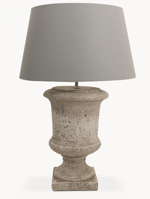 BRIDGEDALE STONE URN LAMP WITH GREY SHADE