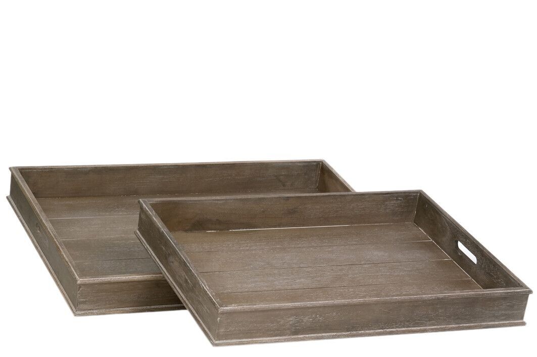 PORTICO TRAY IN SOLID WOOD WITH A GREY WASH IN LARGE