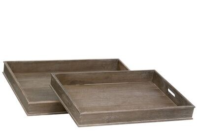 PORTICO TRAY IN SOLID WOOD WITH A GREY WASH IN MEDIUM