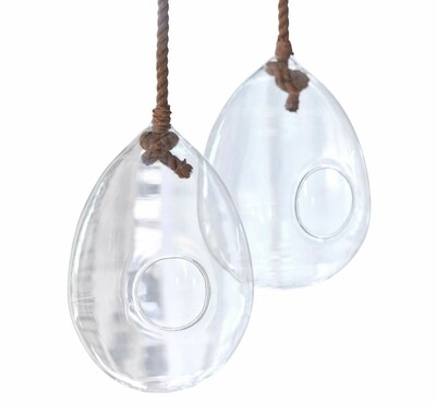 JULES LARGE GLASS EGG ON A ROPE SUSPENSION